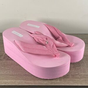 Y2K Pull&Bear Platform Flip Flops Wedge Thong Sandals - Size 8